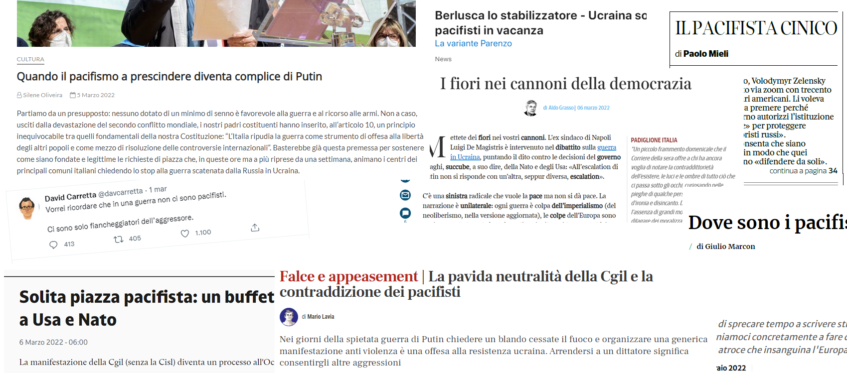 una rapidissima e minima selezione di articoli delle "migliori firme del nostro Paese"